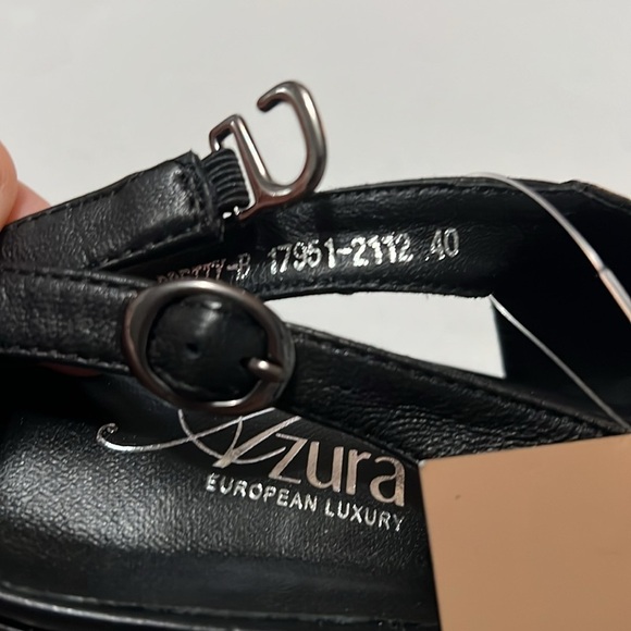 NWOB Azura “Pretty” Black Leather Pointed Toe Slingback Sandals - Picture 8 of 12